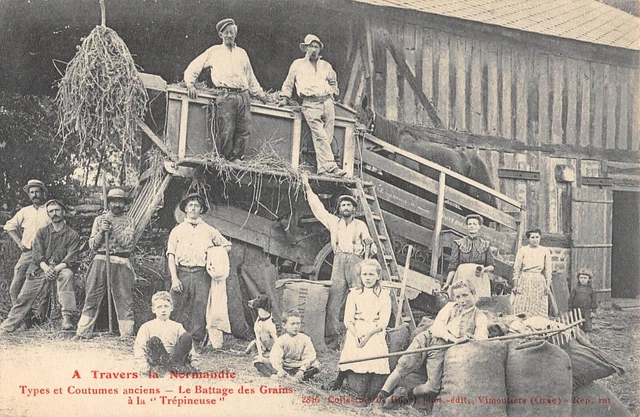Cpa 61 Through Normandy Ancient Types & Customs Grain Threshing A