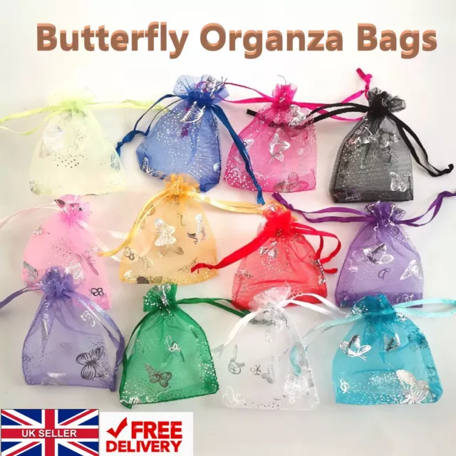 Butterfly Organza Gift Bags Jewellery Pouches XMAS Wedding Party Candy Favour-UK