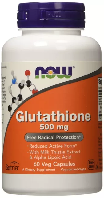 NOW FOODS, GLUTATHIONE mit Milk Thistle 500mg 60 Veg. Kapseln SUPER PREIS