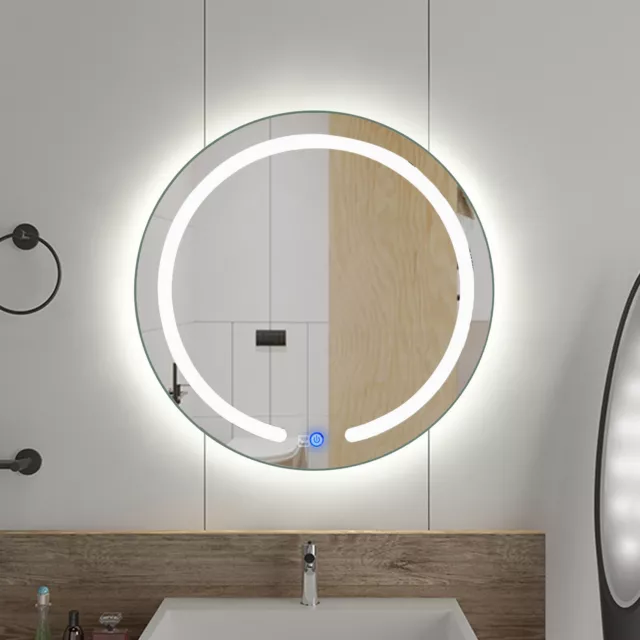 20& ROUND LED Bathroom Lighted Mirror Illuminated Wall Touch Light ...