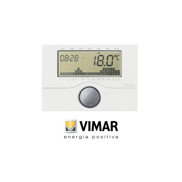 Thermostat Programmable Numérique Vimar 01910 Mural Blanc La Batterie