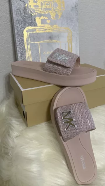 NEw In Box Michael Kors MICHAEL Michael Kors MK Platform Glitter Pool Slide