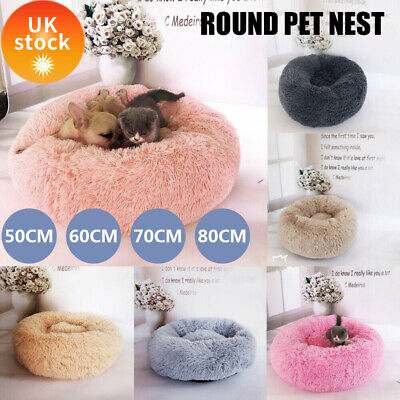 Pet Bed Dog Cat Bed Shag Warm Fluffy Comfy Round Nest Mattress Donut Pad Comfort