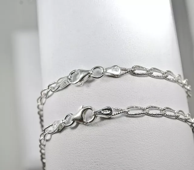 Collar Plata Esterlina 925 4m Corte Diamante Eslabón Abierto Dije Pulsera Italia 2