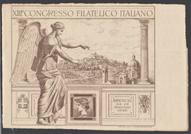 Cartolina XIII CONGRESSO FILATELICO ITALIANO - Brescia 22-28 Maggio 1926 [Leggi]