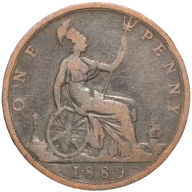1889 Great Britain Victoria 1 Penny Coin