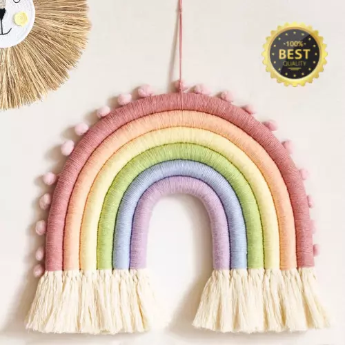 Cute Nordic Style Rainbow Wall Hanging Kids Babies Room Decor Handmade Woven 1pc