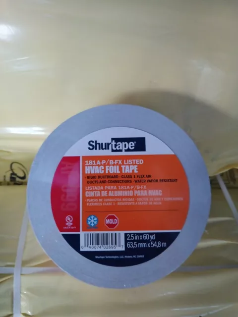 NEW! Shurtape 181A-P/B-FX  HVAC Foil Tape 2.5" x 60 YDS - AF 099 # 1 pcs