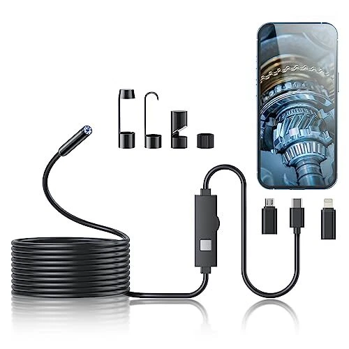 Endoscope Camera with Light, 1920P HD Borescope with 8 Adjustable LED Lights