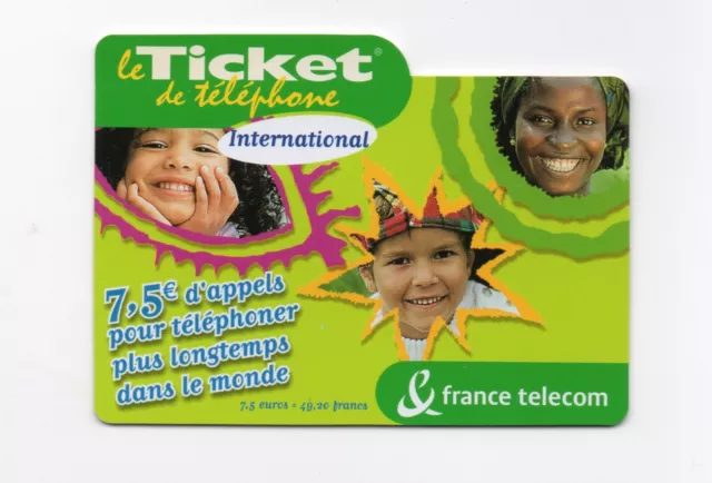 TELECARTE (Ticket de Téléphone) 2002 - France Telecom Prépayée 7.5€ - TBE