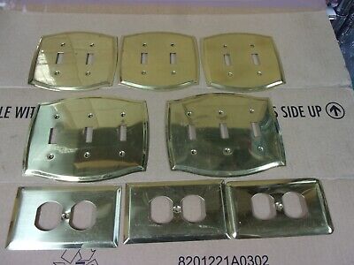 Lot Of 3 Creative Accents GE Solid Brass 2 Gang Toggle Switch Wall Plate Outlet