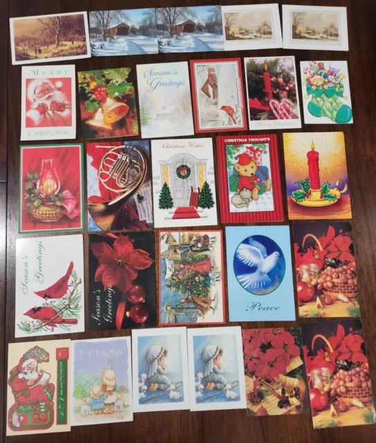 Lot 27 Vintage Assorted UNUSED Christmas Greeting Cards 80s Fantusy paper magic