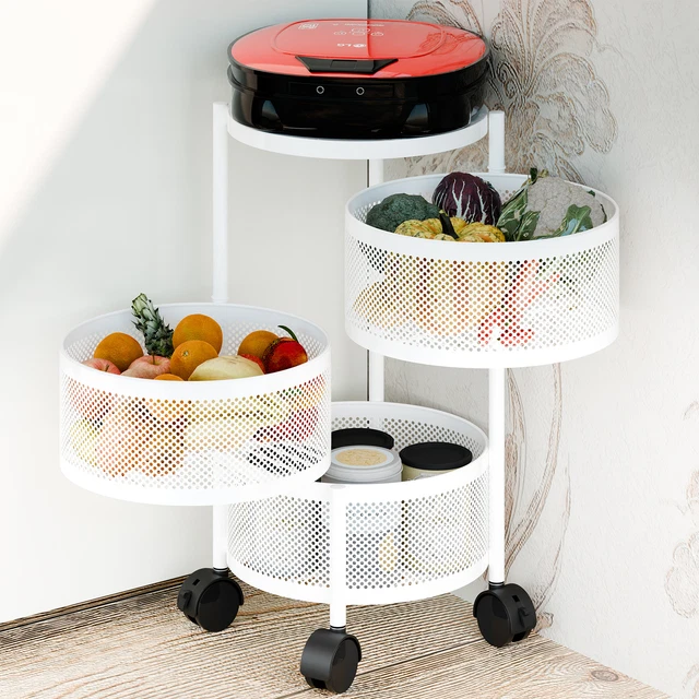 Étagère Rangement Pliable 3/4/5 Niveaux – Charge Max 210 Kg, Roulettes, Idéale Garage, Chambre, Cuisine (Blanc)