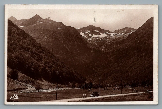 1932 RPPC postcard Luchon - Vallee Du Lys France, mountains, automobile, valley