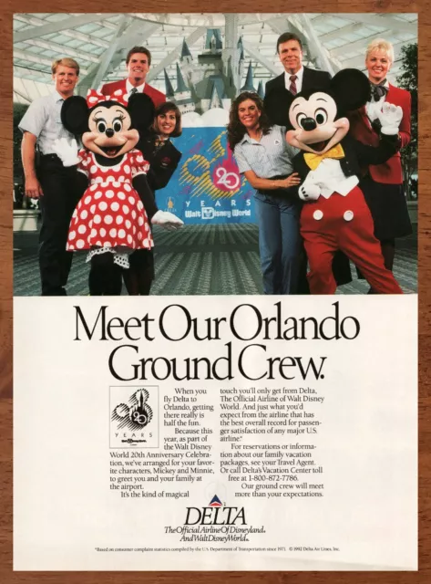 1992 Delta Airlines Vintage Print Ad/Poster Walt Disney World Orlando Travel Art