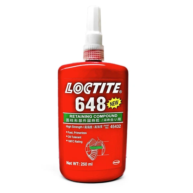 LOCTITE 648 EXTRA Strength 250ml Retaining Compound green bearing