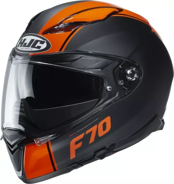 Casco Helmet Moto Integrale Fibra Hjc F70 Mago Mc7Sf Nero Opaco Arancione Tg L