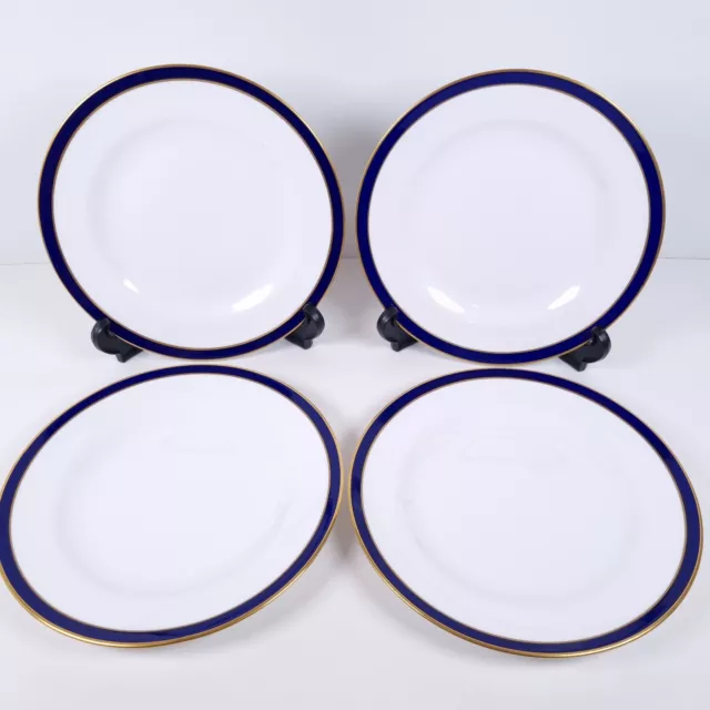 Spode Consul Cobalt Luncheon Plates 23cm Bone China England Blue & Gold Set of 4