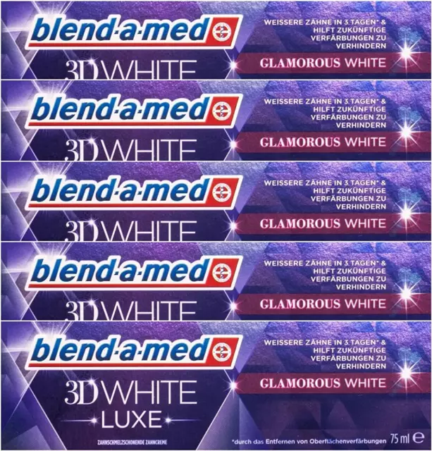 5X Blend-A-Med 3Dwhite Luxe Glamorous WHITE Zahnpasta 75 Ml