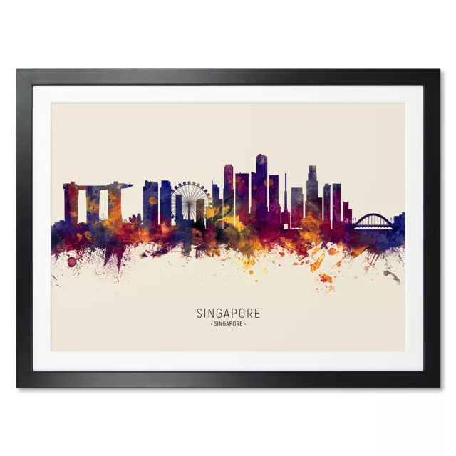 Singapore Skyline, Poster, Canvas or Framed Print, watercolour painting 14988