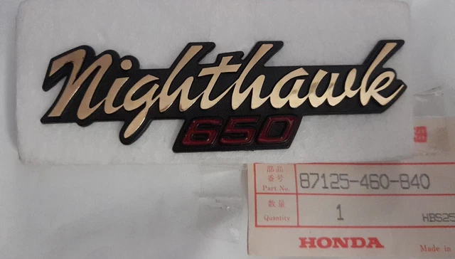 Honda Emblema etichetta CB650SC NIGHTHAWK 1982 cod.87125460840 oro/rosso