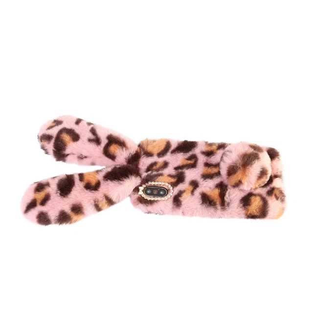 Peluche Lapin Cas De Téléphone De Mode Strass Hiver Garder Chaud 7