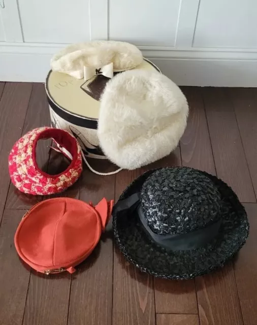 Lot of (5) Vintage 1950s 1980's 1960s Women's Hats Berets Fur Felt Knit