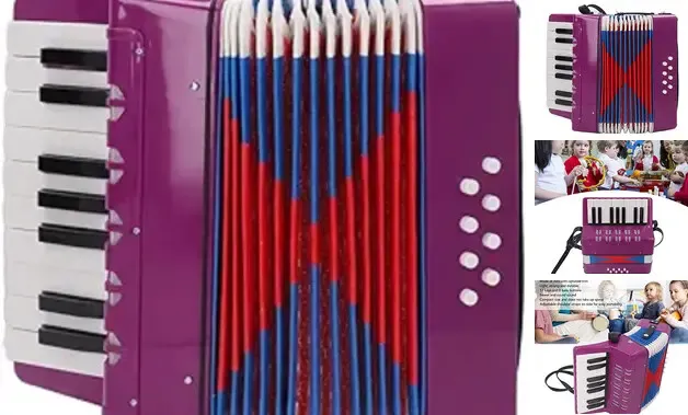 Kids Accordion Toy, 17 Keys And 8 Bass Keys Entry Level Piano Accordion Purple