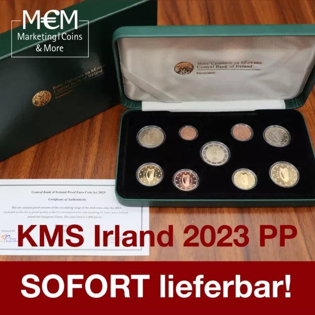 ### Kms Irland 2023 Pp Proof Set  1 Cent - 2 Euro + 2 € 50 Jahre Eu-Beitritt ###