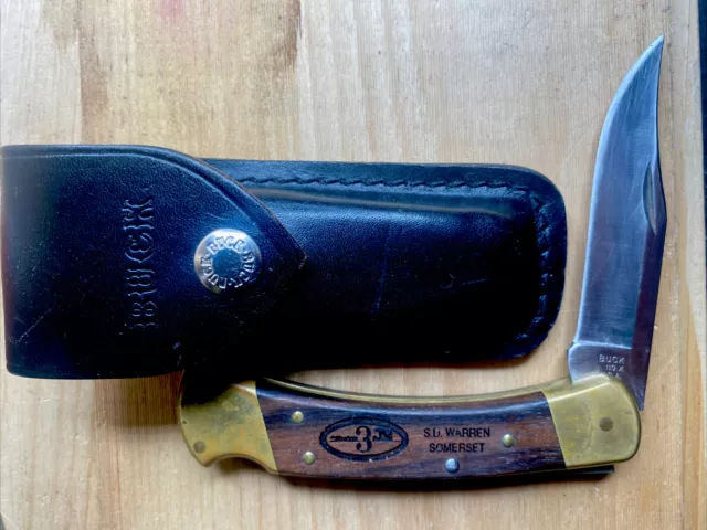 Vintage Buck 110 X Folding Lock Back Knife with Sheath Hunting Fishing