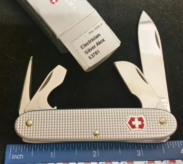Victorinox 53781 Electrician knife, Silver Alox handles  ^