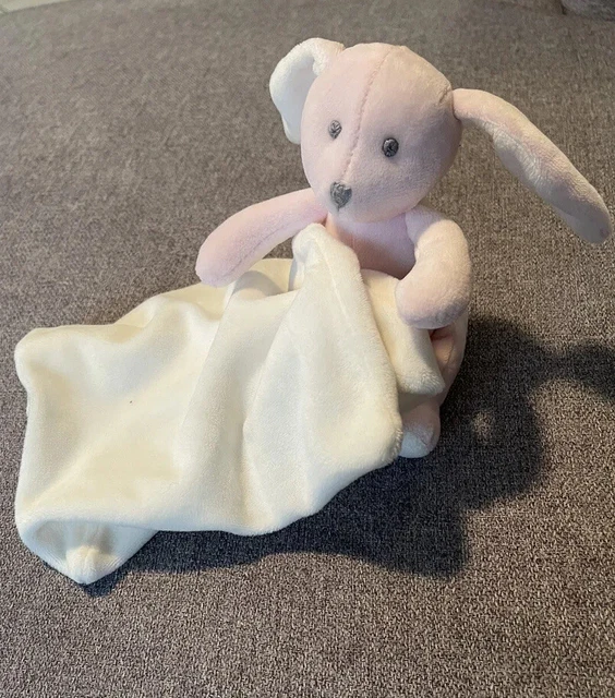 0/ Doudou Lapin rose mouchoir tout doux blanc écru JACADI