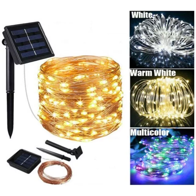 LED Solar Fairy Lights 10M-30M String Waterproof Copper Wire Outdoor Garden UK