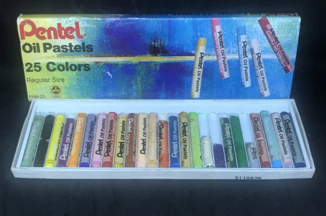 Vintage Pentel Oil Pastel 25 Colors Reg Size New Old Stock Original Box  PHN25
