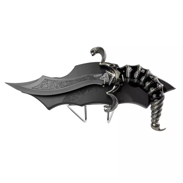 Fantasy Edge 12" Curved Blade Snake Dagger W/ Stand