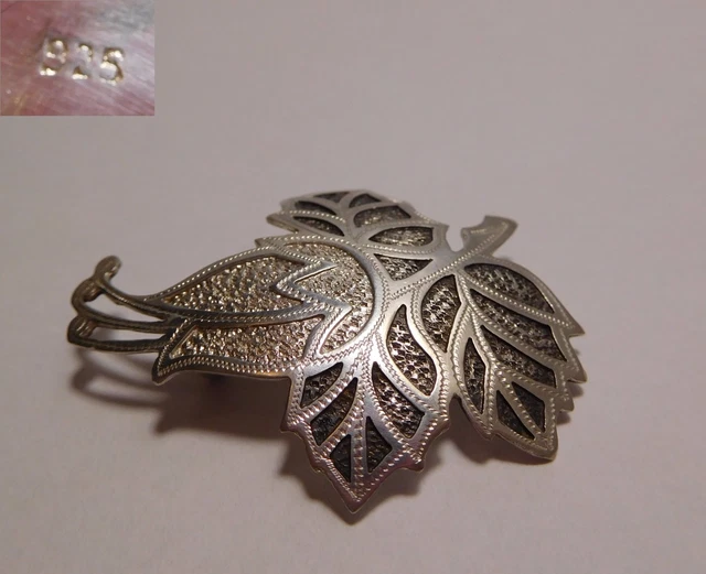 Broche Vintage Fleur En Argent Massif Avec Marcassite - Manque Quelques Brillants