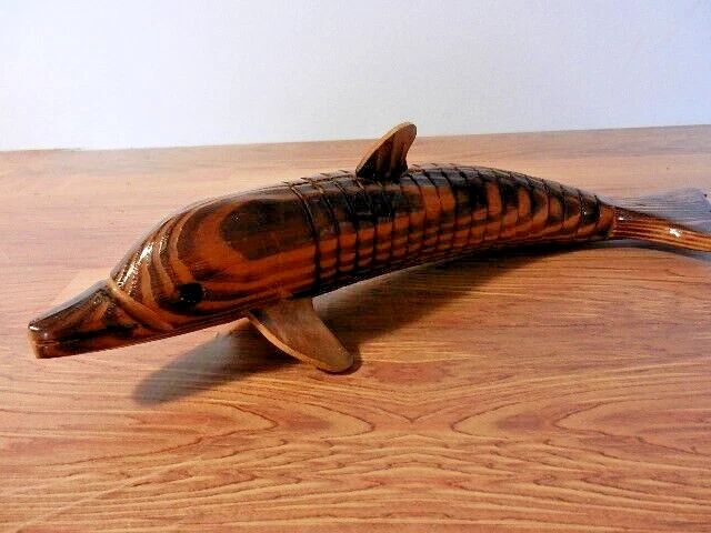 Vintage Gelenk handgefertigte Holzdelfin L34cms
