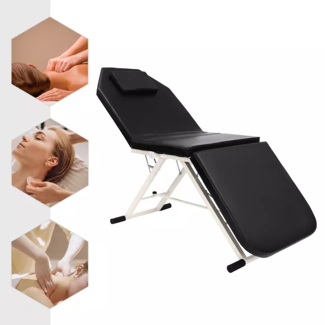 Mobile Massageliege Massagetisch Massagebank 3 Zonen klappbar Schwarz NEU