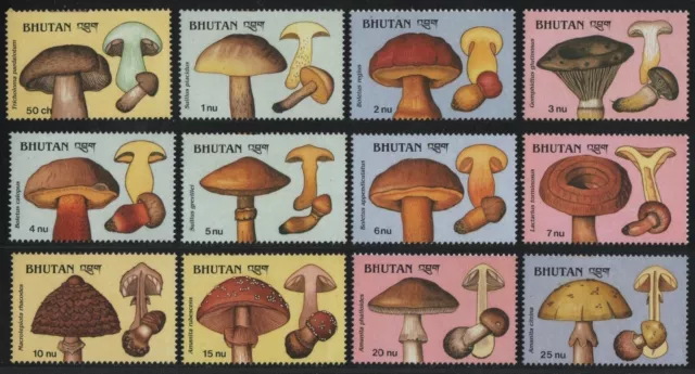 Bhutan 1989 - Mi-Nr. 1145-1156 ** - MNH - Pilze / Mushrooms