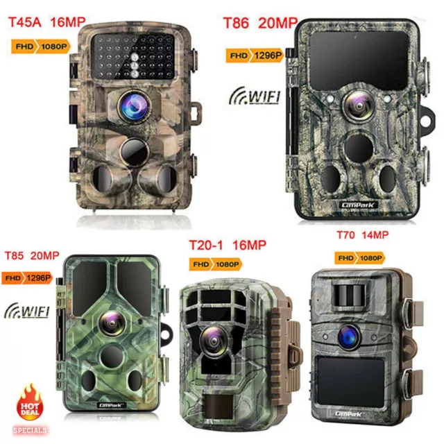 Campark WiFi Bluetooth Trail Camera 20MP Hunting Game Cam Night Vision Solar