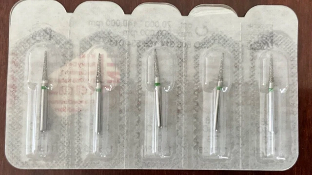 NTI KERR AXIS Dental Diamond Burs 858-014C FG 5/pk Pointed Taper Coarse Green