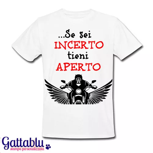 T-shirt uomo Se sei incerto tieni aperto, passione motocicletta moto biker