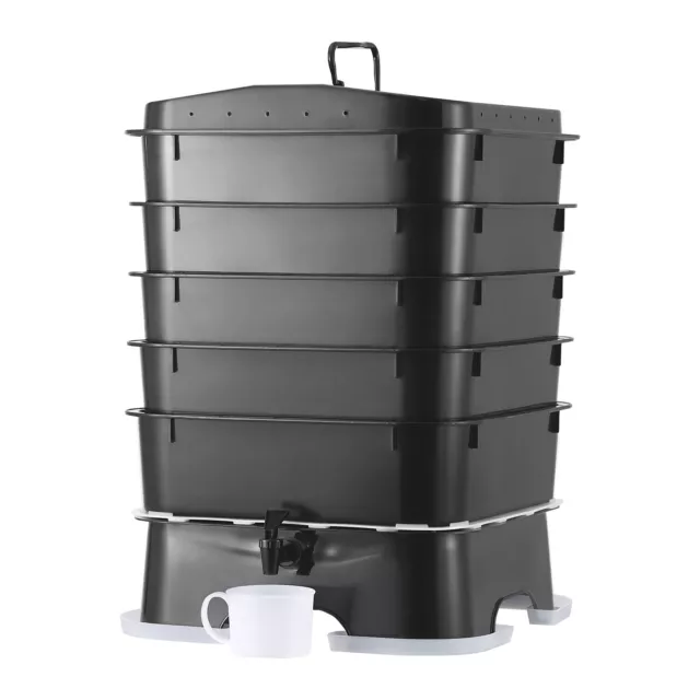 VEVOR 5-Tray Worm Composter 44 QT/50 L Worm Compost Bin Indoor and Outdoor