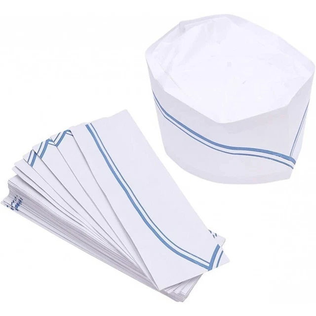 Cappelli Cuoco In Carta | Confezione Da 100 Pezzi | Con Fascia Assorbisudore | Per Ristoranti E Catering - Foto 12