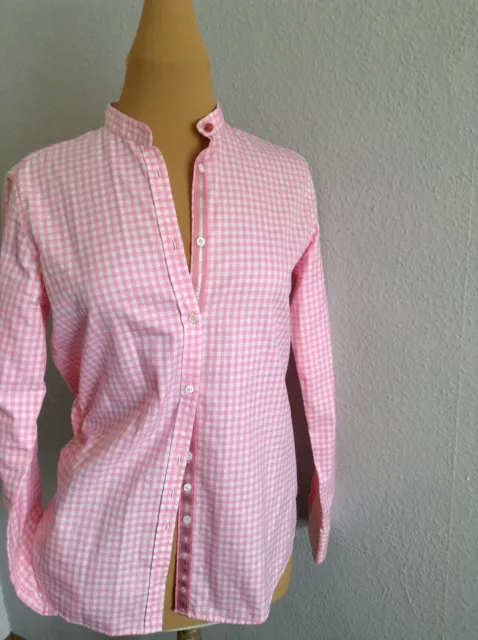 AGLINI: zauberhafte Karo-Bluse mit Glitzer-Knopfleiste   It. 44 Dt. 38 rosè-weiß