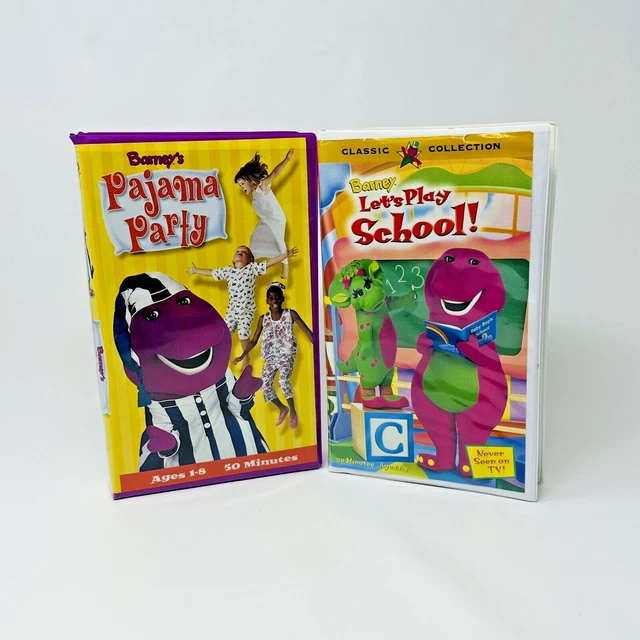 BARNEY VHS TAPE Lot of 2 Barneys Pajama Party & Lets Play School 14.99