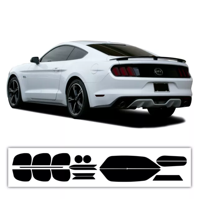 Fits 15-17 Ford Mustang Complete Head Tail Light Smoke Tint Kit Cover Accessory