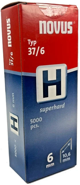 5000 Tackerklammern Novus Typ H 37 6 mm 6mm superhard Heftklammern # 042-0535