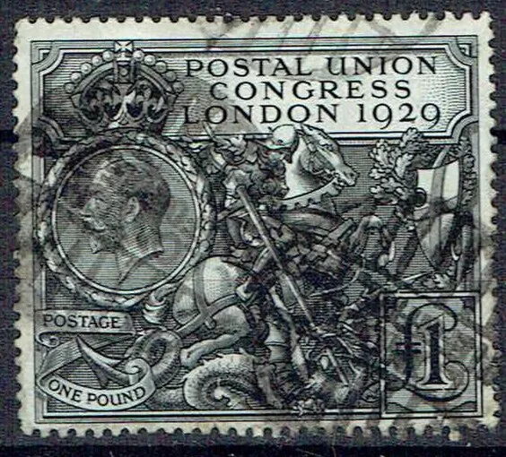 GREAT BRITAIN -  GEORGE V 1929 Postal Union Congress �1 black sound - 38183