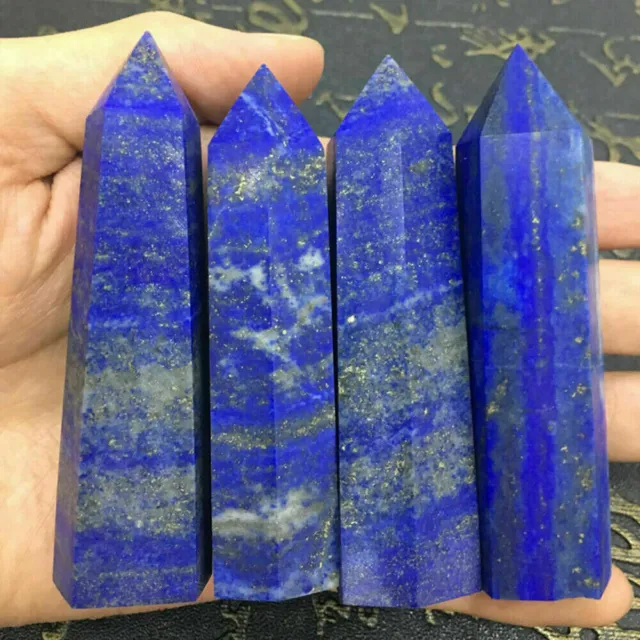Healing Lapis Lazuli Quartz Crystal Point Obelisk Natural Stone Wand Reiki Decor
